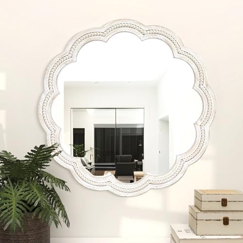 24 Inch Round Wall Mirror, Decorative Farmhouse Boho Mirror - Image 3