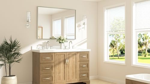 TETOTE Brushed Nickel Bathroom Vanity Mirror 48" x 36" Beveled Framed Bathroom - Image 2