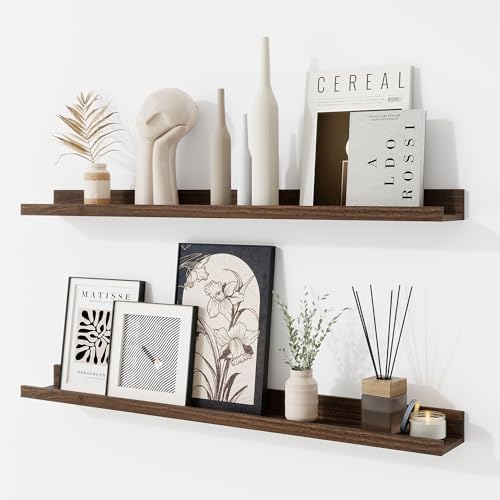 RICHFOCUS Picture Ledge Shelf, 30 inch Floating Shelves Set of 2, Wood Wall by RICHFOCUS
