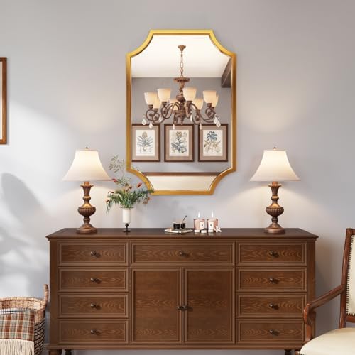 Kelly Miller 24"x36" Gold Foil Metal Scalloped Decorative Wall Mirror - Image 4