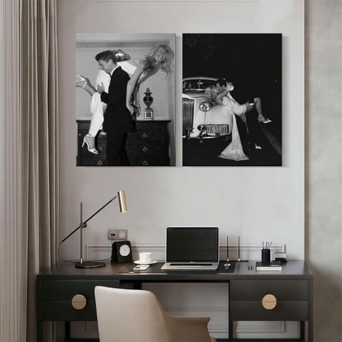 2pcs Fashion Vintage Wall arts Black and White Posters Prints Couple Canvas - Image 3