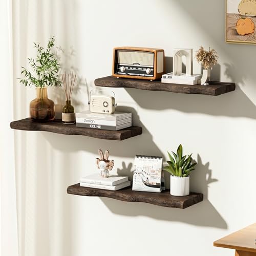 Organic Wavy Edge Floating Shelves, Hidden Brackets, 2 Pack 24 in - Image 2