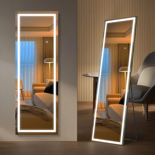 Kosmonia 64" x 21" Full Length LED Mirror Floor Standing Mirror - Image 2