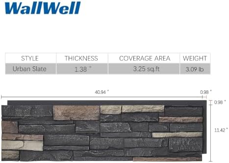 6-Pack Faux Stone Wall Panels, Exterior Interior, Urban Slate - Image 2