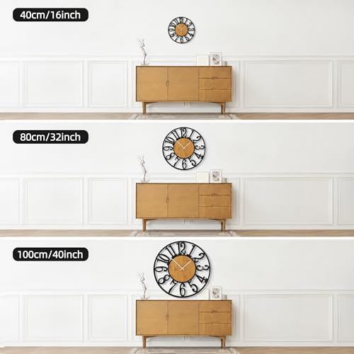 Maxstar Large Round Wall Clock for Living Room Decor Battery Operated Non - Image 3