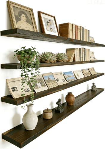 Brown Wood Floating Shelves for Wall Shelf 48 Inch Set of 4 by Unknown