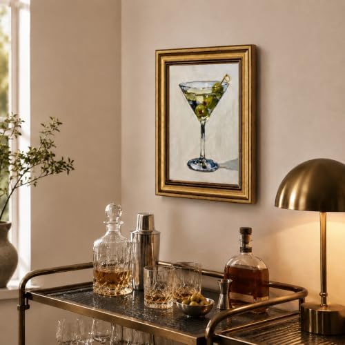 Gold Framed Wall Art, Vintage Martini Glass - Image 3
