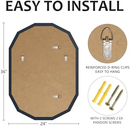 24x36 Inch Bathroom Mirrors for Over Sink, Round Frameless Mirrors for Wall - Image 5
