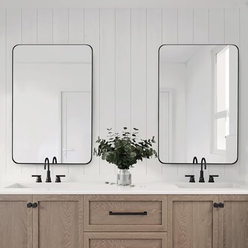 Black Bathroom Wall Mirror, 24 x 36 Inch Rectangle Vanity Modern Mirror - Image 6