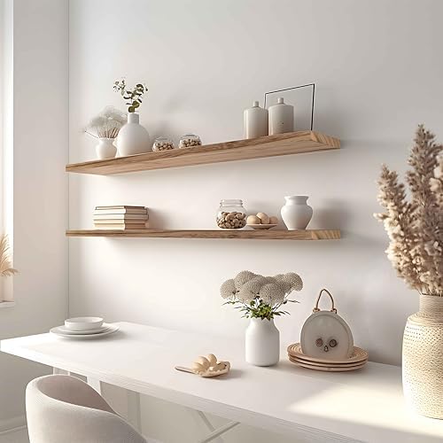 48 Inch Light Wood Floating Shelves - Image 5