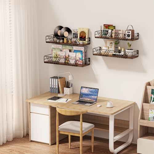 Floating Shelves for Wall, 4 Sets Rustic Shelf - Image 6