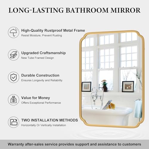 Ferytange 30" x 40" Gold Bathroom Mirror - Image 5
