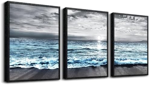Black Framed Wall Decorations For Living Room Large size 3 Piece Framed Canvas by DZRWUBHS