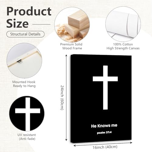 Christian Jesus Wall Art Black White God Canvas Wall Decor Religious Bible - Image 2