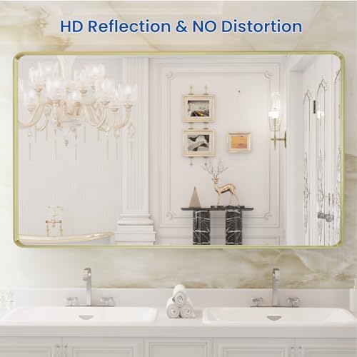 WEER Gold Bathroom Vanity Mirror 50X30 Inch - Image 2