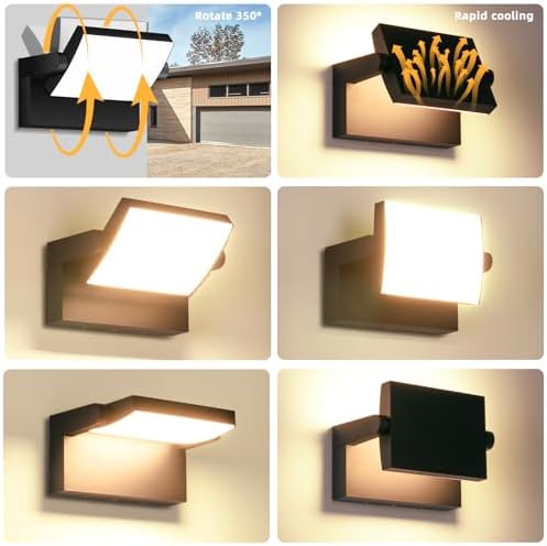 3 Pack Outdoor LED Wall Lights 40W 350°Rotation 3000K IP65 Waterproof - Image 2