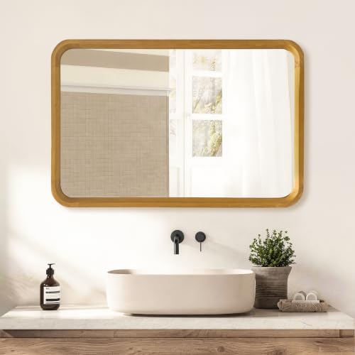 Wood Bathroom Mirror for Wall, Rectangle 20 x 30 Inch Vanity Mirror - Image 2