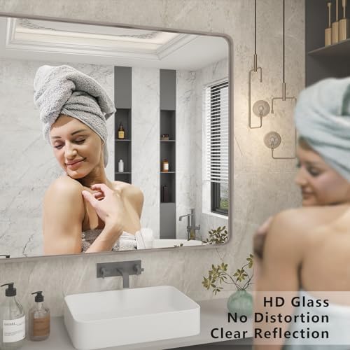 60x36 Inch Silver Bathroom Mirror - Image 4