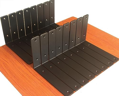 16 Pack - L 8" x H 6" x W1.5, 5mm Thick Black L Shelf Bracket, Iron Shelf by MHMYDZ