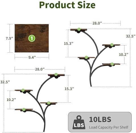 2 Pack Wall Mounted Plant Holder, 8-Tier Wall Planters - Image 2