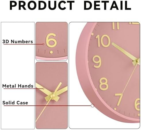 Roymnie 12 Inch Wall Clock Battery Operated Silent Non Ticking Analog - Image 6