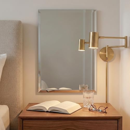 22x30 Inch Frameless Bathroom Mirror, Rectangular Beveled Wall Mirror - Image 7