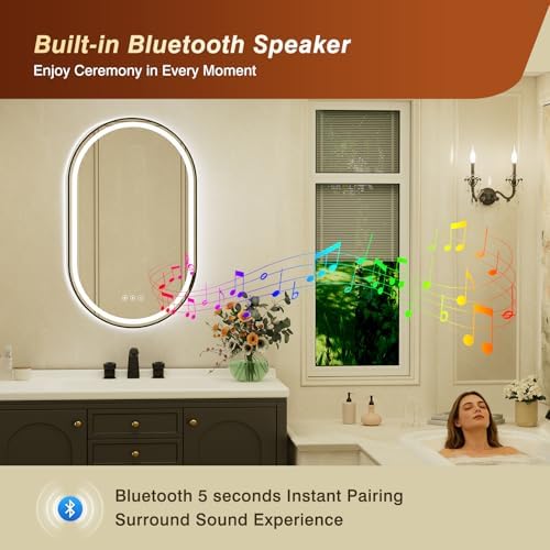 22x36 Inch Oval Black Framed LED Bathroom Mirror - Image 4