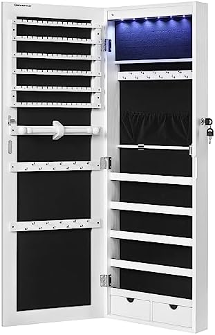 SONGMICS Mirror Jewelry Cabinet Armoire, Wall or Door Mounted - Image 4