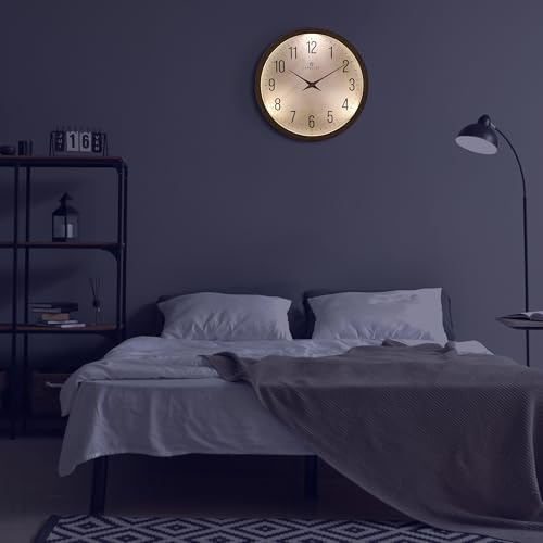 Lafocuse 12 Inch Glow in the Dark Wall Clock Lighted Battery Operated Brown - Image 3