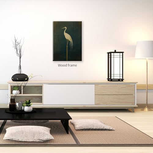 Framed Canvas Wall Art Posters Vintage Bird Prints Japanese Crane Retro Asian - Image 6