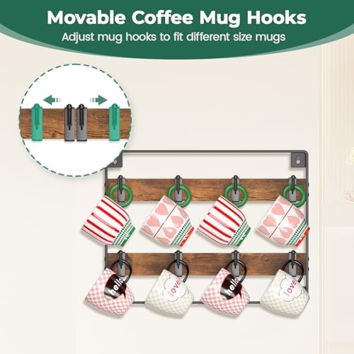EsLuker.ly Mug Holder Hanger Cup Display Rack Wall Mounted, 3 Pack - Image 2