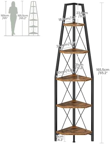 CHOEZON 5-Tier Corner Shelf, Corner Bookshelf, Ladder Shelf, Floor Standing - Image 2