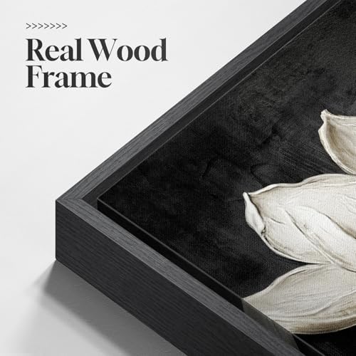 Large Framed Black and White Floral Wall Art - Image 3