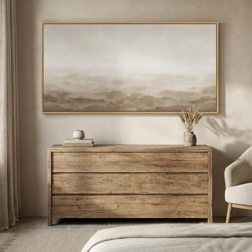 Large Framed Neutral Beige Brown Abstract Wall Art - Image 4