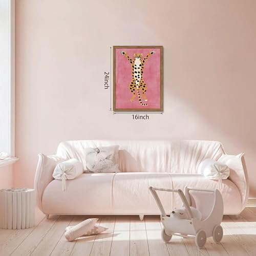 Framed Funny Cheetah Canvas Wall Art, Cute Stretching Cheetah Poster Print - Image 4