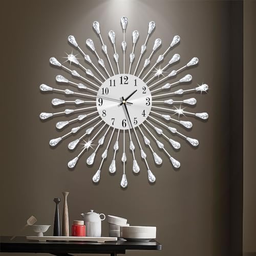 Large Wall Clock Metal Decorative Wall Clocks Silent Non-Ticking, Bling Shining by FMTADDecorativeWallClocks