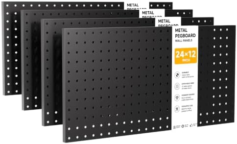 LiSHELF 4 Pack Metal Pegboard Panels, 12 x 24 Inch Heavy Duty Wall Peg Board by Unknown