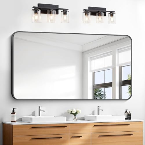 BONEWEI 30x55 inch Bathroom Mirror, Wall Mounted Bathroom Frame Vanity Mirror by BONEWEI