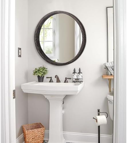 JJUUYOU Large Round Mirrors for Wall Circular Mirror for Bathroom, Rounded 20 - Image 6