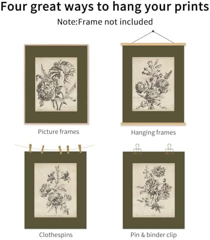 Vintage Floral Wall Art Sketch Flower Prints Antique Botanical Canvas Wall Art - Image 7