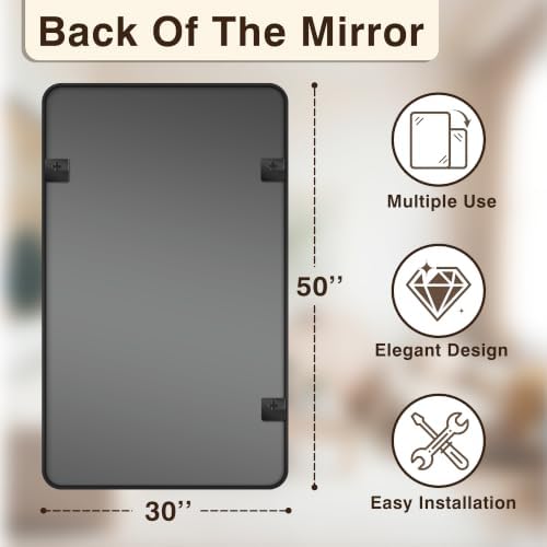 Vanity Bathroom Mirror, 50”x30” Black Bathroom Mirror - Image 2