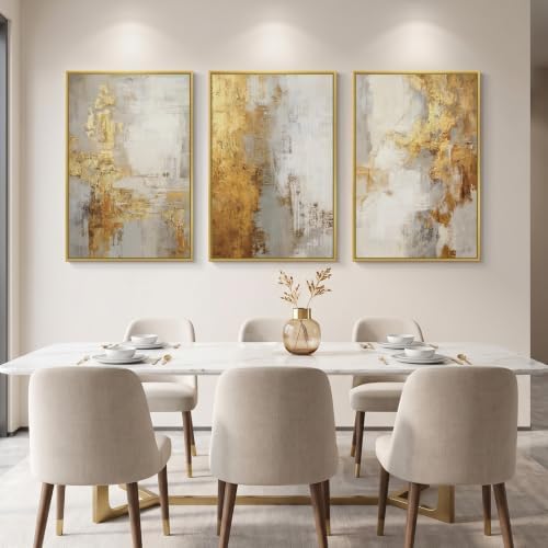 Large Framed Gold Abstract Wall Art - Image 3