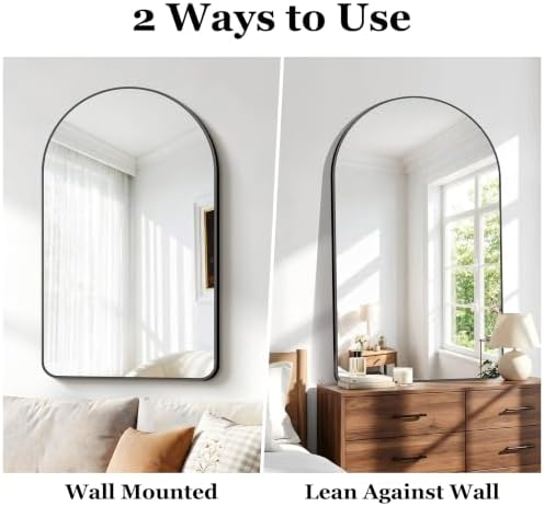 GLASHOM Arched Bathroom Mirror, Wall Mounted Mirror, Living Room, Vertically - Image 5