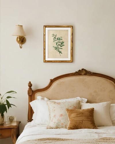 InSimSea Gold Bamboo Framed Wall Art, Vintage Olive Botanical Prints - Image 4
