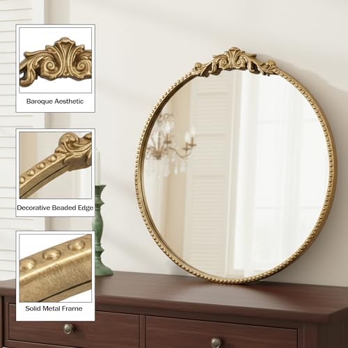 ZIYOO Vintage Baroque Round Wall Mirror 24"x24" - Image 2