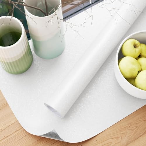 White Textured Wallpaper Peel and Stick Silk Embossed Vinyl Contact Paper - Image 2