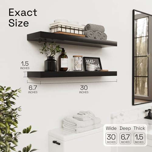 Solid Wood Floating Shelves for Wall 30 Inches Long - Image 3