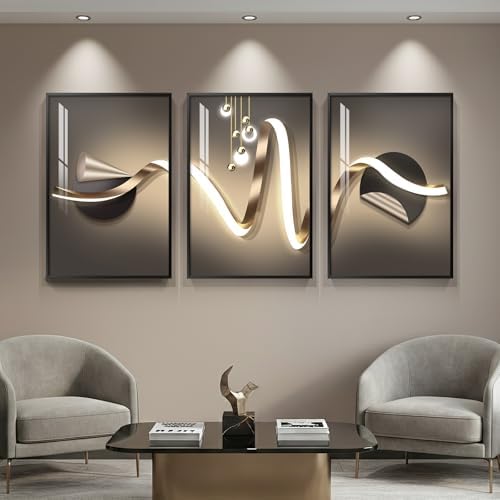 Cuspin Large Modern Luxury Black and Gold Wall Art, 3 Piece 24x36 In - Image 3