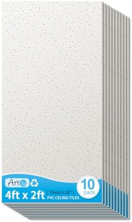 Art3d 2x4 Ft Printed Stucco Decorative Drop Ceiling Tiles by Art3d