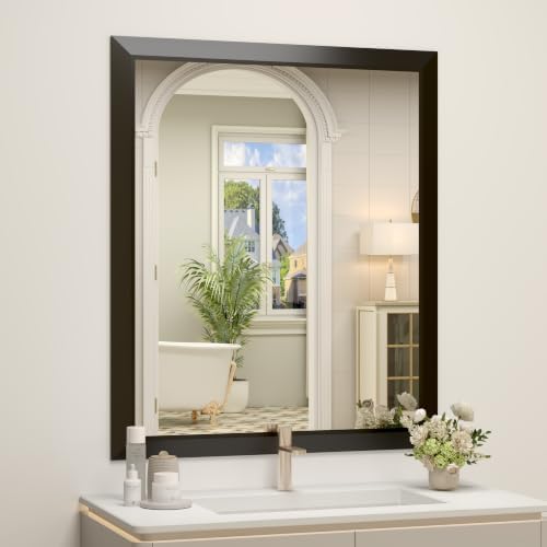 SMIROR 36x30 Matte Black Bathroom Vanity Mirror by SMIROR
